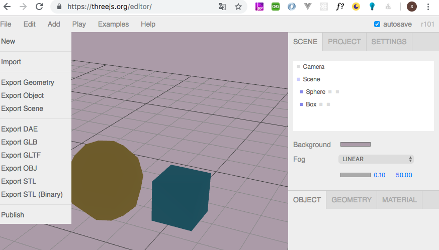 three.js editor